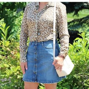 J Crew Perfect Shirt Leopard Sz 6